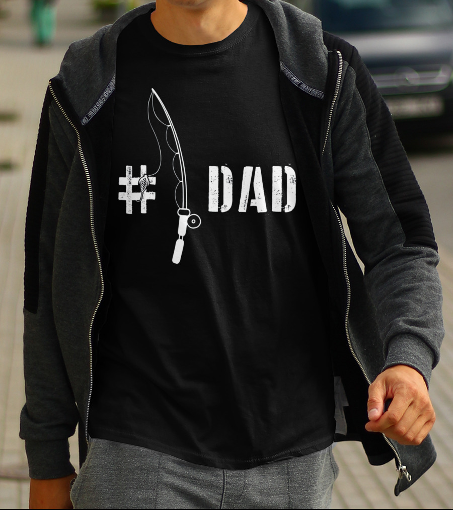 1 Dad Fishing Daddy Fat Funny Fisherman T-Shirt