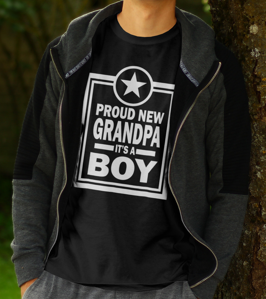 Proud New Grandpa It's A Boy Star Badge T-Shirt