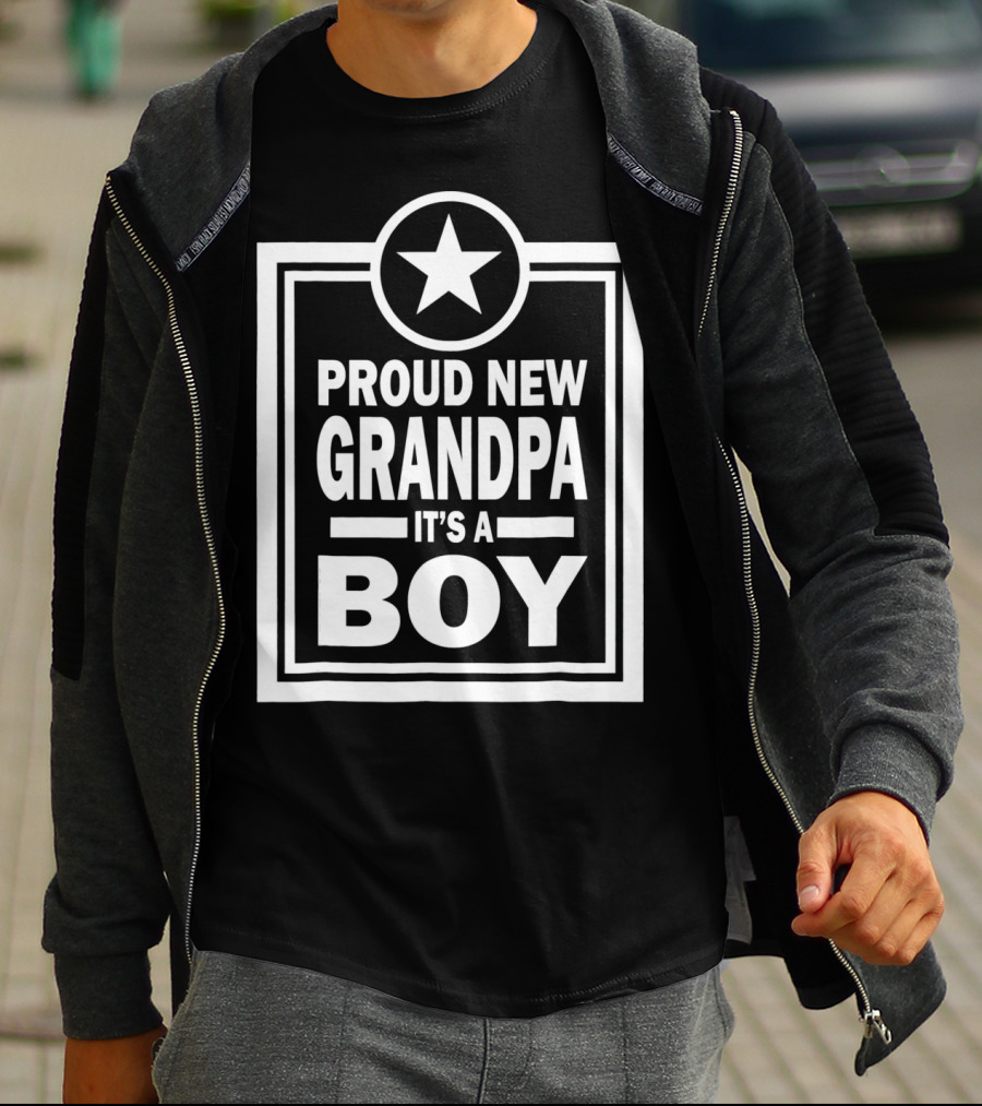 Proud New Grandpa It's A Boy Star Badge T-Shirt