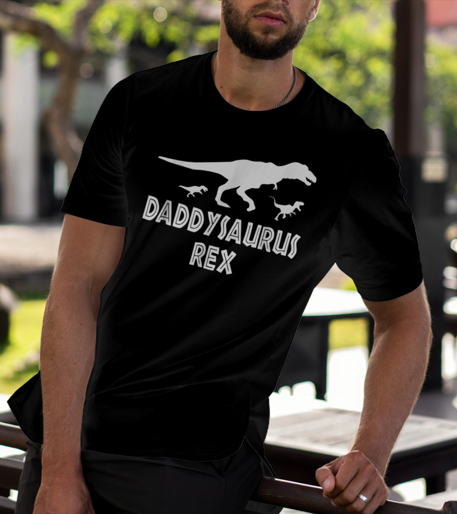 Mens Daddysaurus Rex Funny Dinosaur Dad Father's Day T-Rex T-Shirt