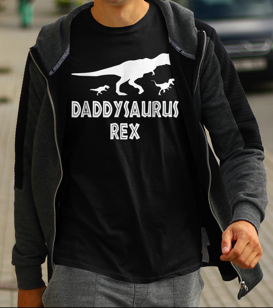 Mens Daddysaurus Rex Funny Dinosaur Dad Father's Day T-Rex T-Shirt