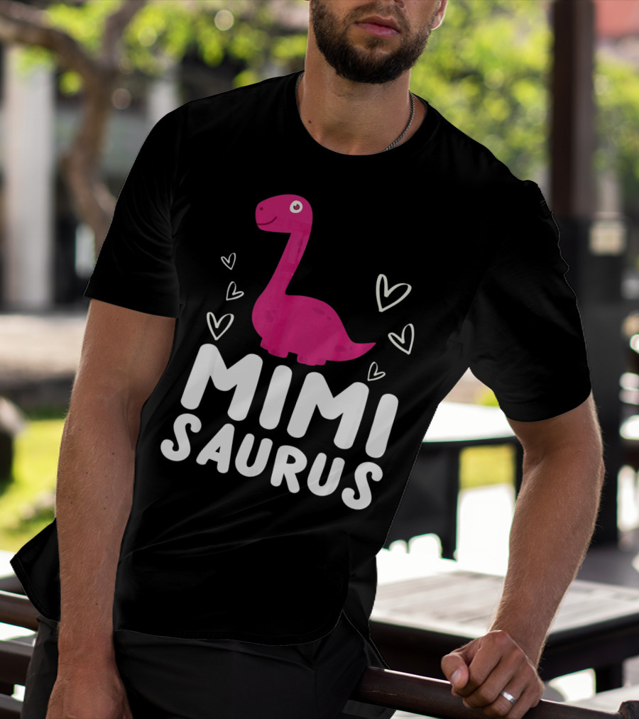 Mimisaurus Rex Mimi Saurus Din Pink Dinosaur With Hearts T-Shirt