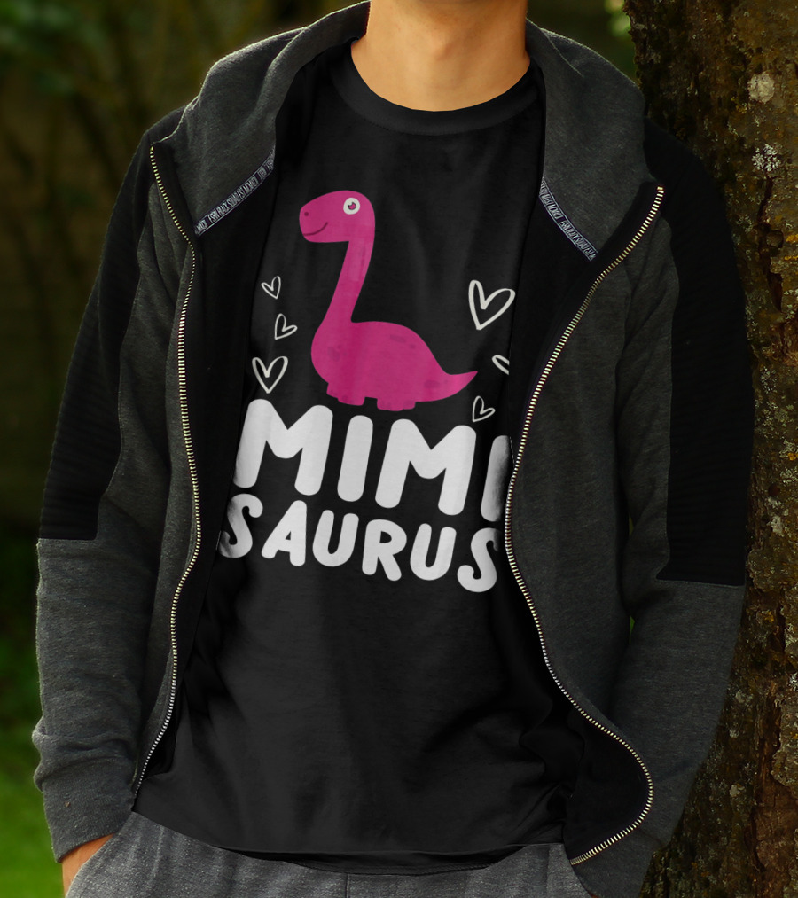 Mimisaurus Rex Mimi Saurus Din Pink Dinosaur With Hearts T-Shirt