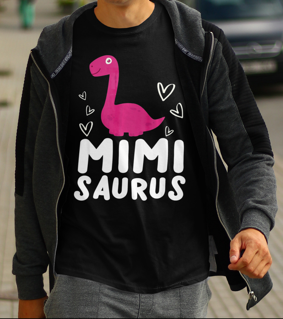 Mimisaurus Rex Mimi Saurus Din Pink Dinosaur With Hearts T-Shirt