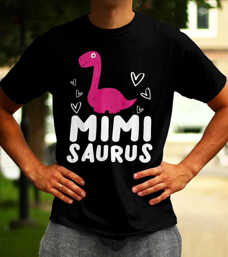 Mimisaurus Rex Mimi Saurus Din Pink Dinosaur With Hearts T-Shirt