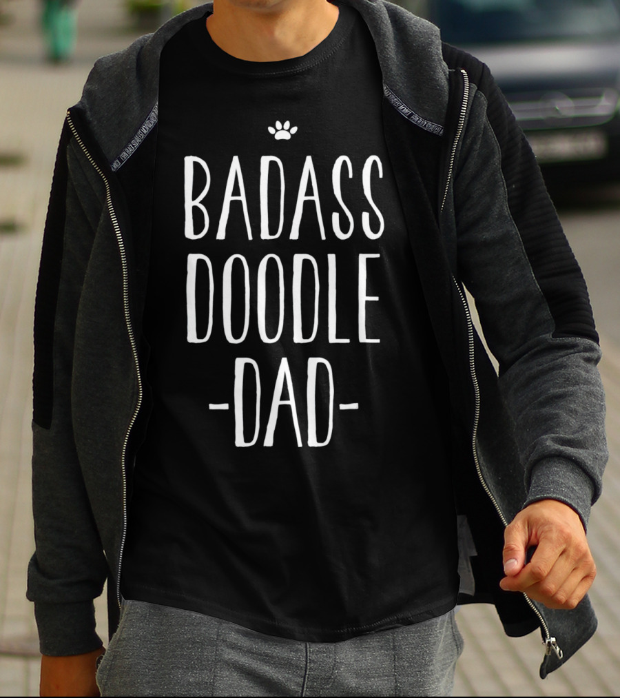 BADASS DOODLE DAD Paw Prints T-Shirt
