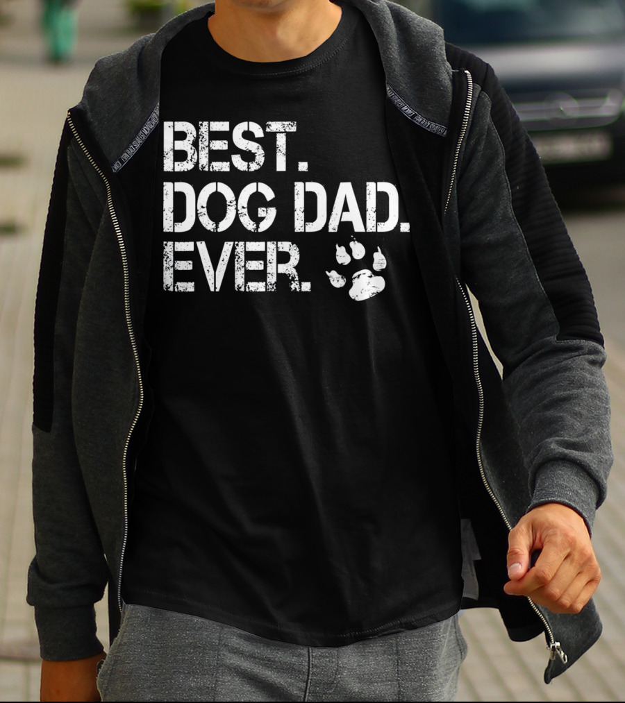 Mens Quote Best Dog Dad Ever With Paw Prints T-Shirt