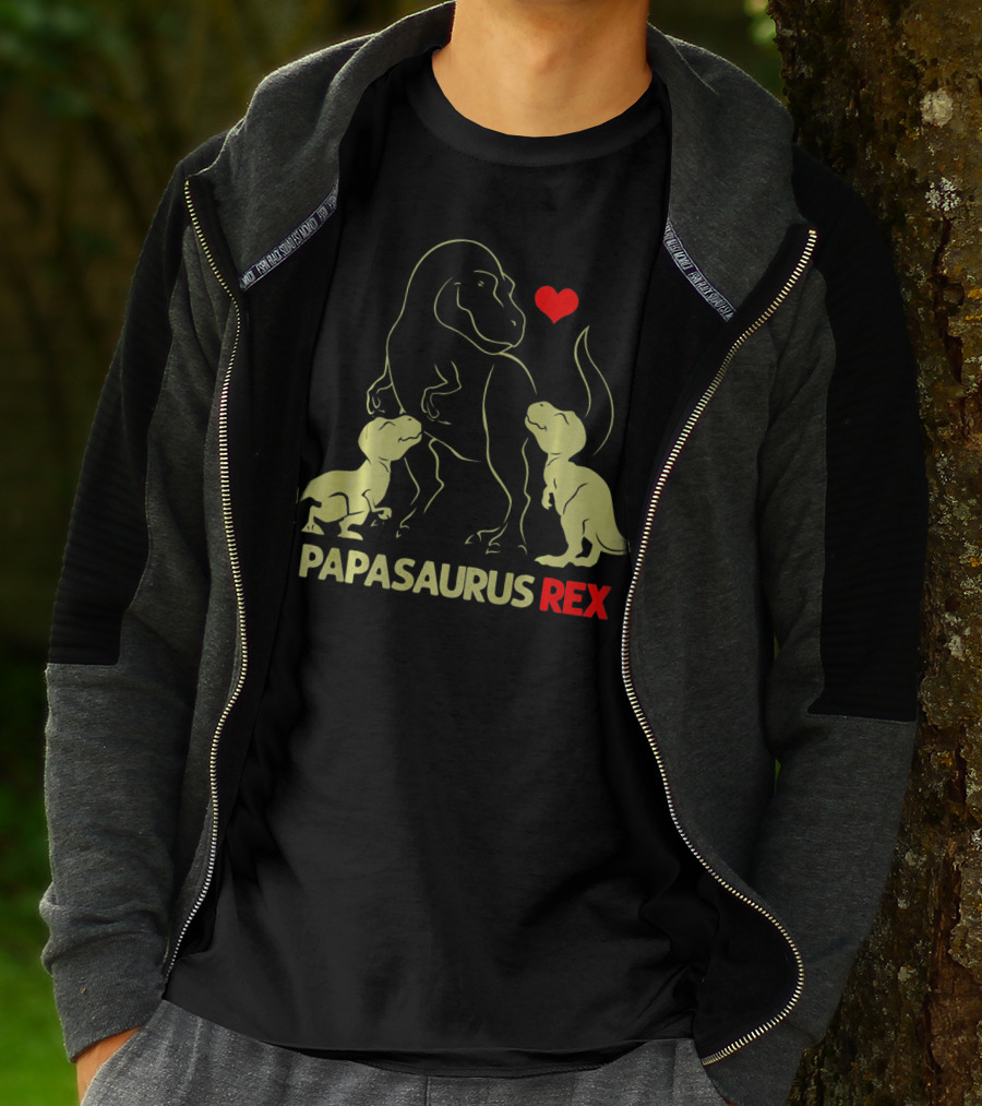 Papasaurus Rex Dinosaur Heart Family Father's Day T-Shirt