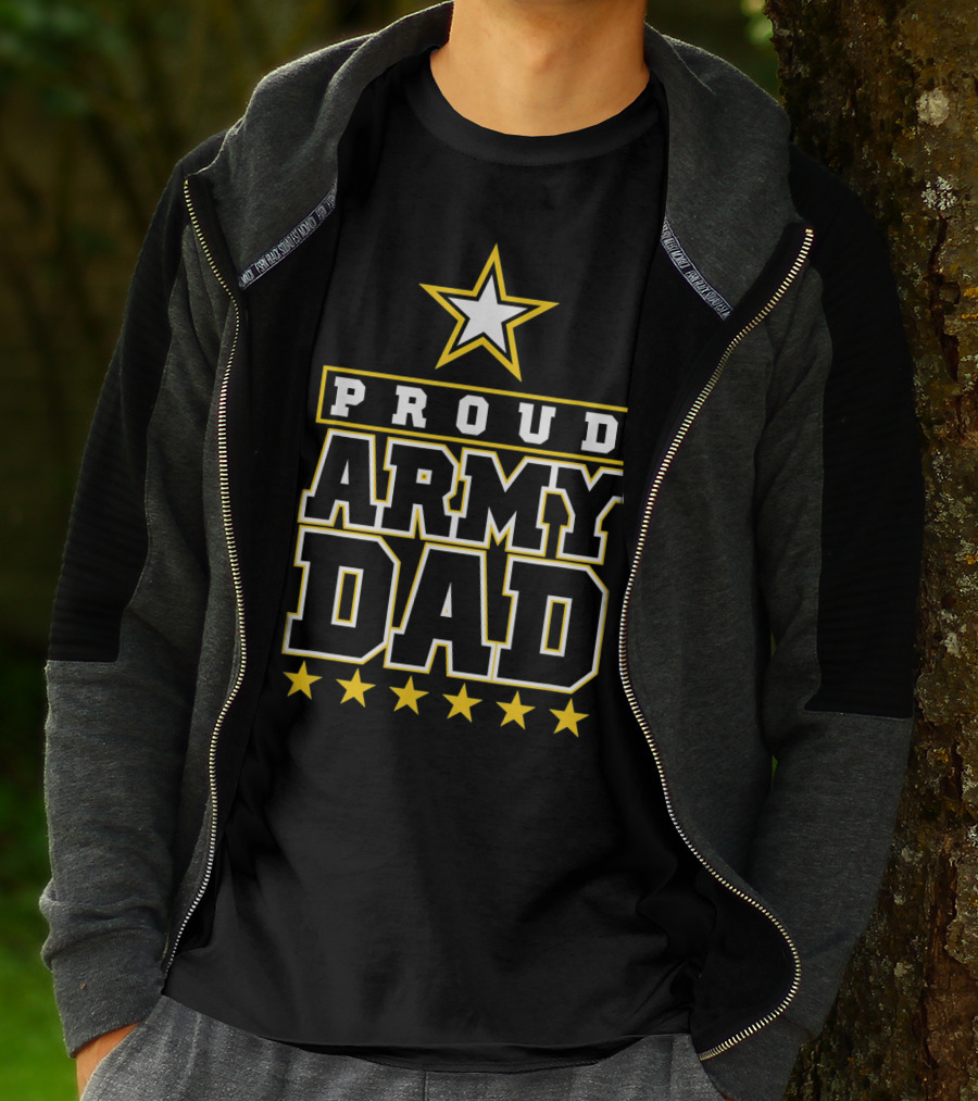 Proud Army Dad With Stars And Bold Lettering T-Shirt