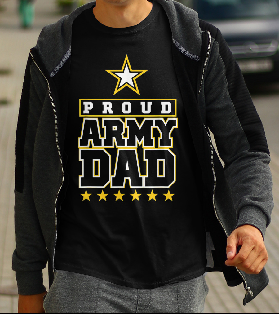 Proud Army Dad With Stars And Bold Lettering T-Shirt