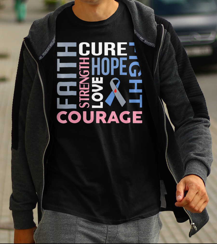 Faith Cure Fight Strength Hope Love Courage Diabetes Awareness T-Shirt
