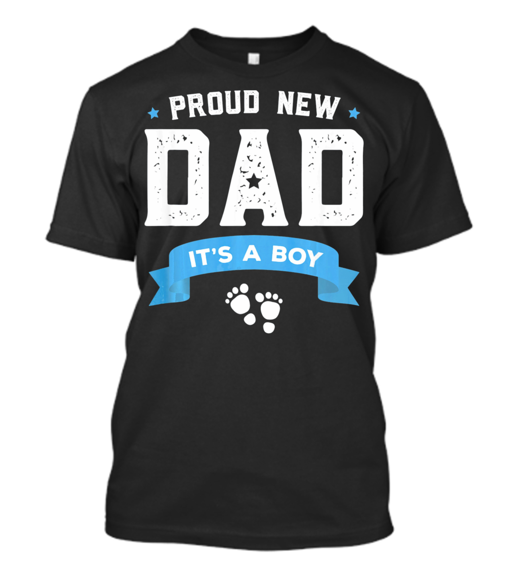 Proud New Dad It's A Boy With Baby Footprints And Stars T-Shirt