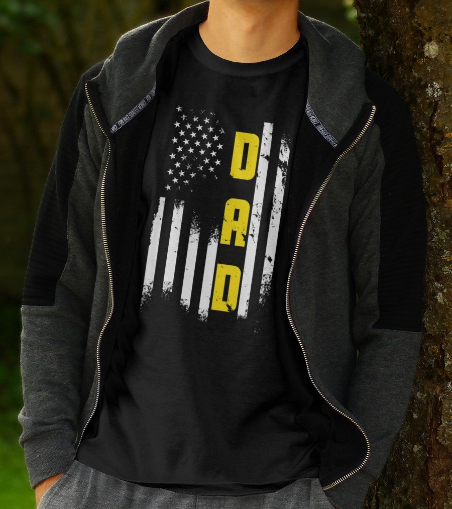 Thin Gold Line Flag Dad 911 Dispatcher Father's Day T-Shirt