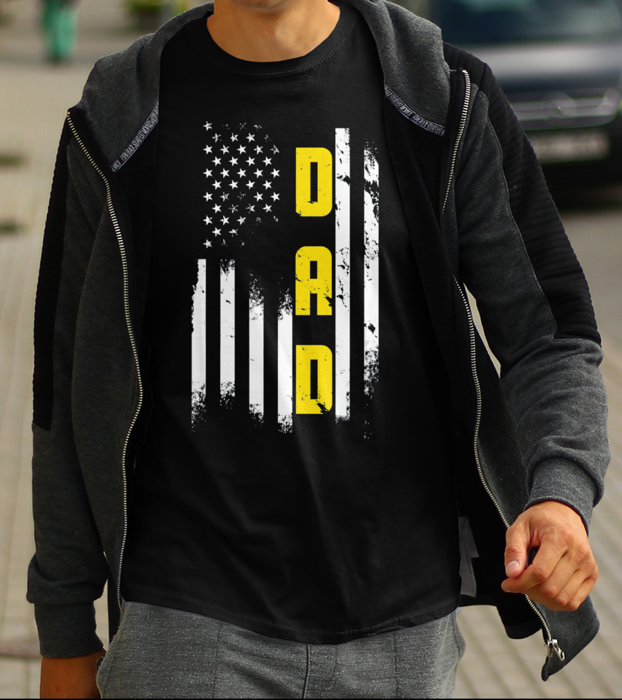 Thin Gold Line Flag Dad 911 Dispatcher Father's Day T-Shirt