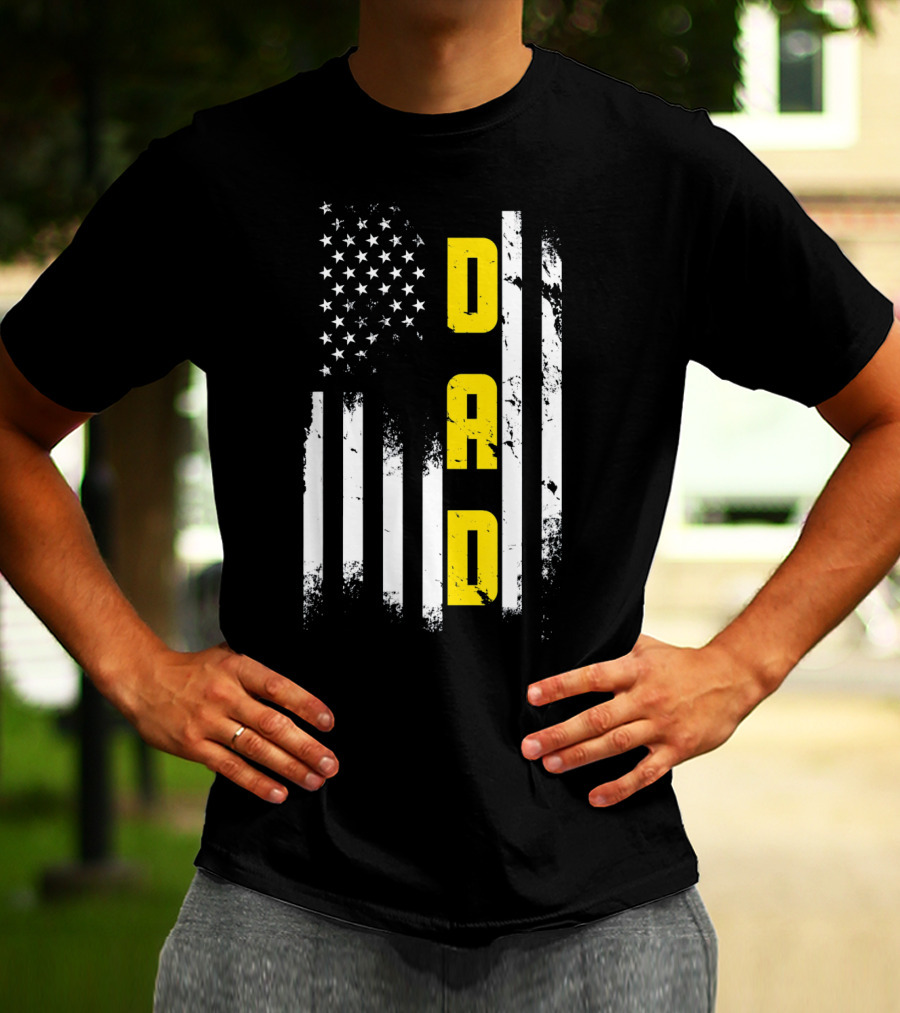 Thin Gold Line Flag Dad 911 Dispatcher Father's Day T-Shirt