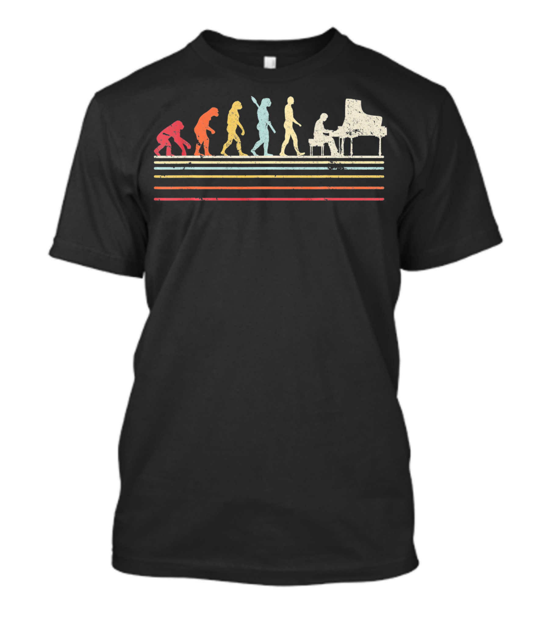 Funny Piano Retro Vintage Evolution Music Steps T-Shirt