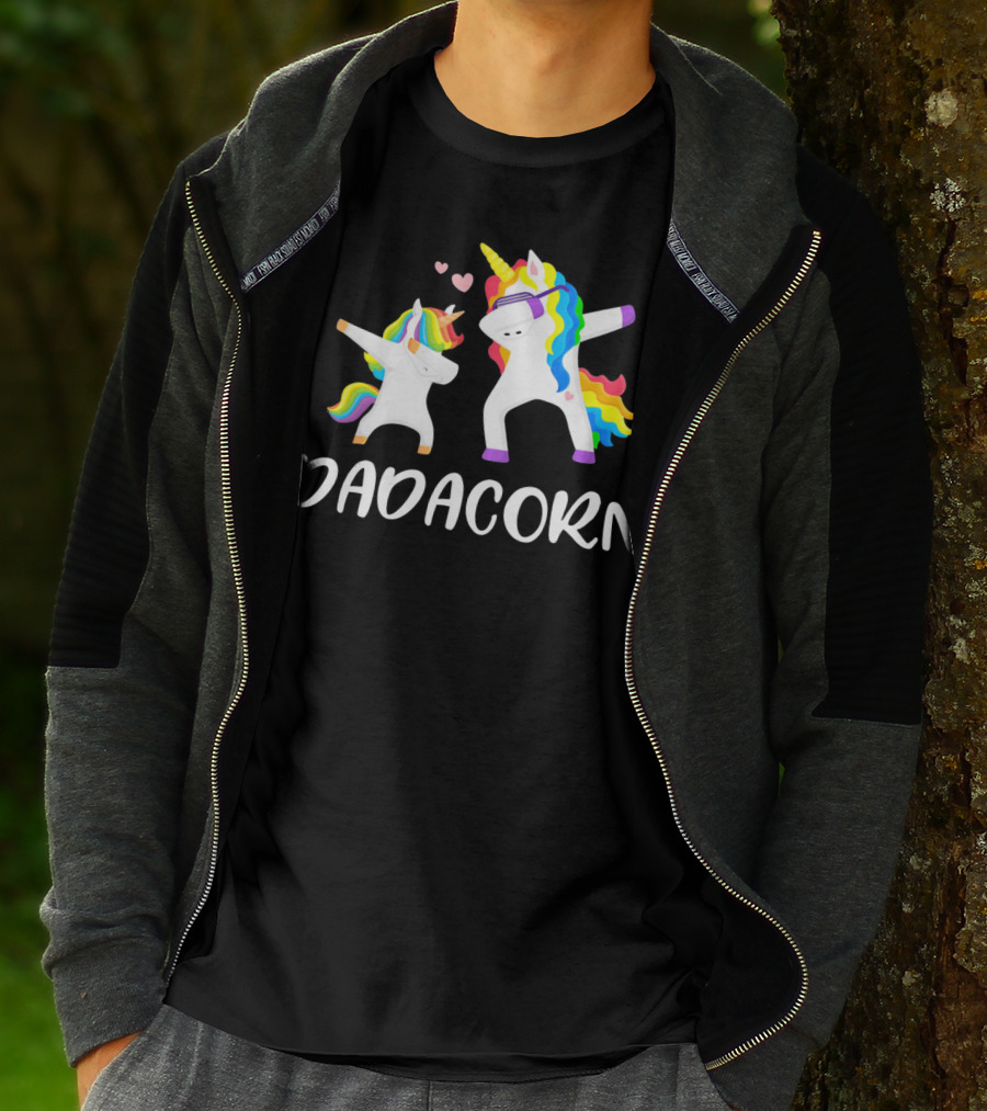 Dadacorn Rainbow Unicorn Daddy And Child Dancing T-Shirt
