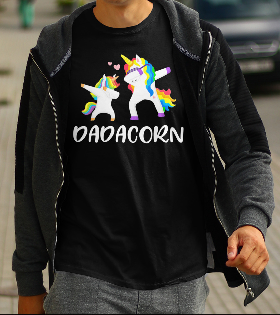 Dadacorn Rainbow Unicorn Daddy And Child Dancing T-Shirt