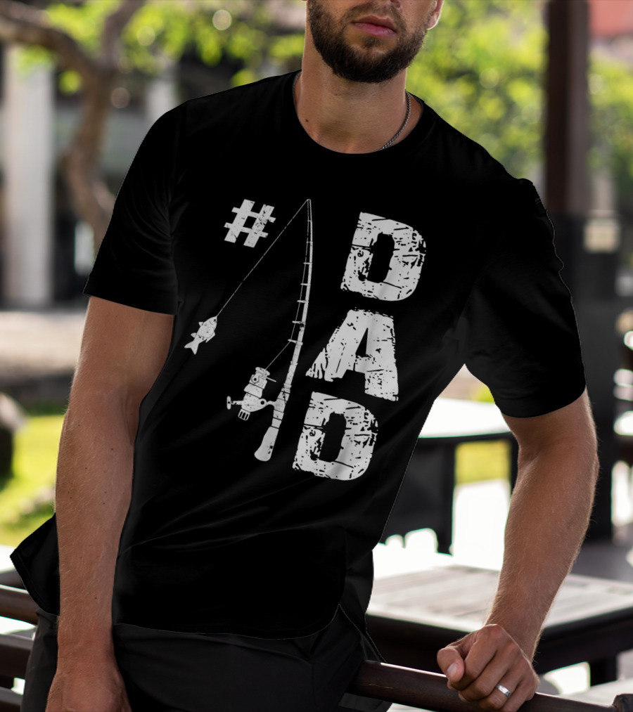 1 Dad Fishing Rod Catching Fish T-Shirt
