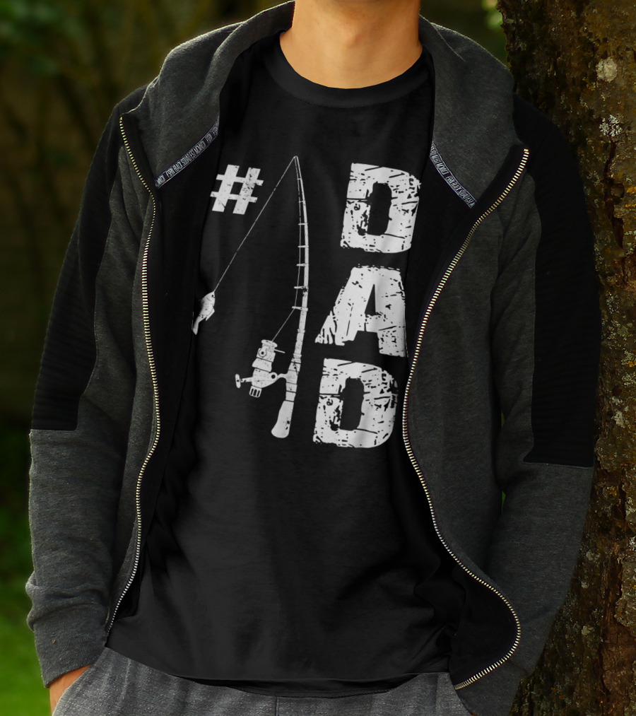1 Dad Fishing Rod Catching Fish T-Shirt