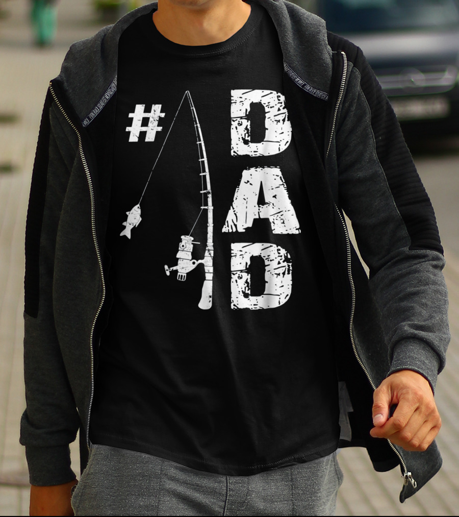 1 Dad Fishing Rod Catching Fish T-Shirt