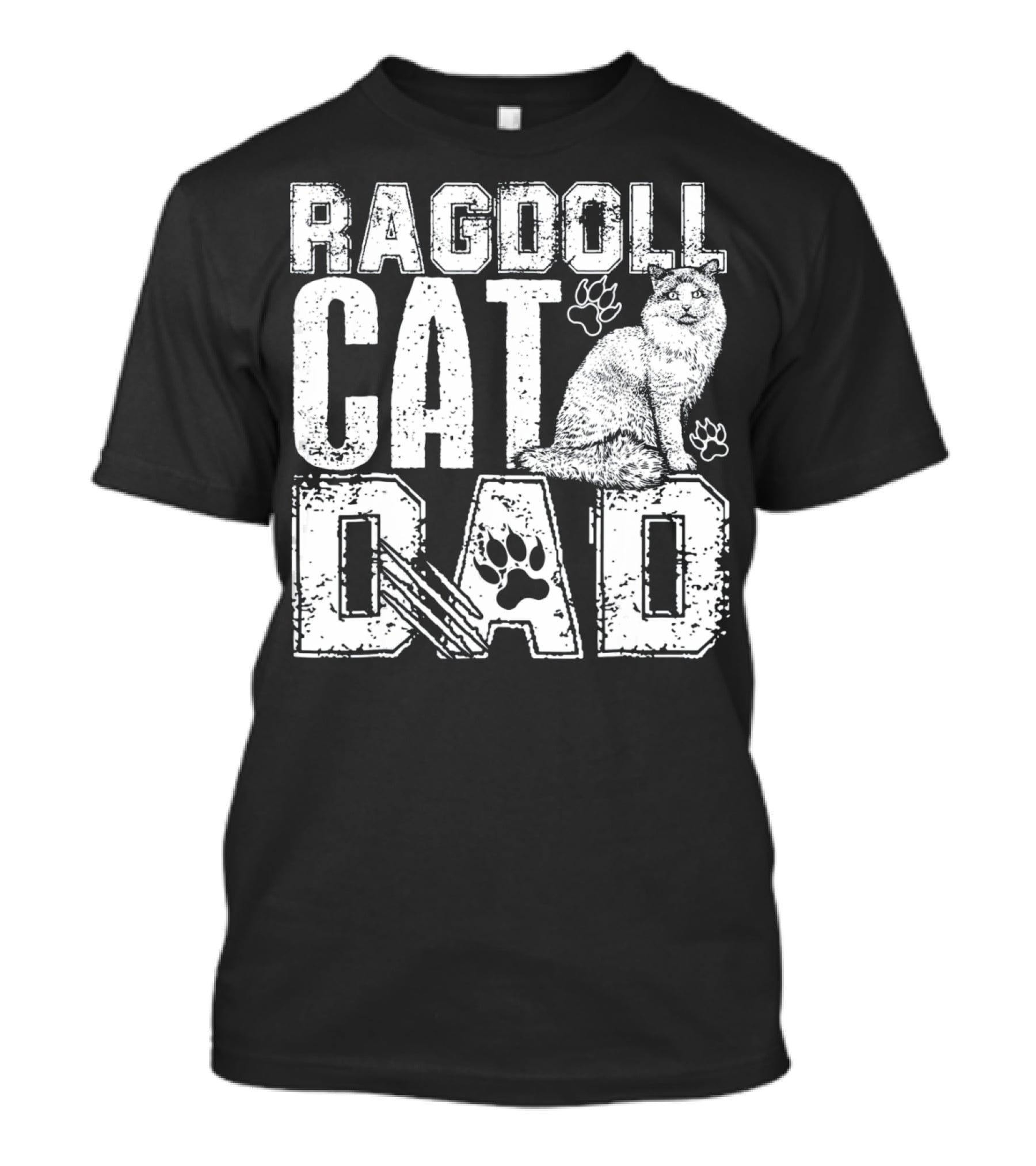 Ragdoll Cat Dad Cat Paw Prints T-Shirt