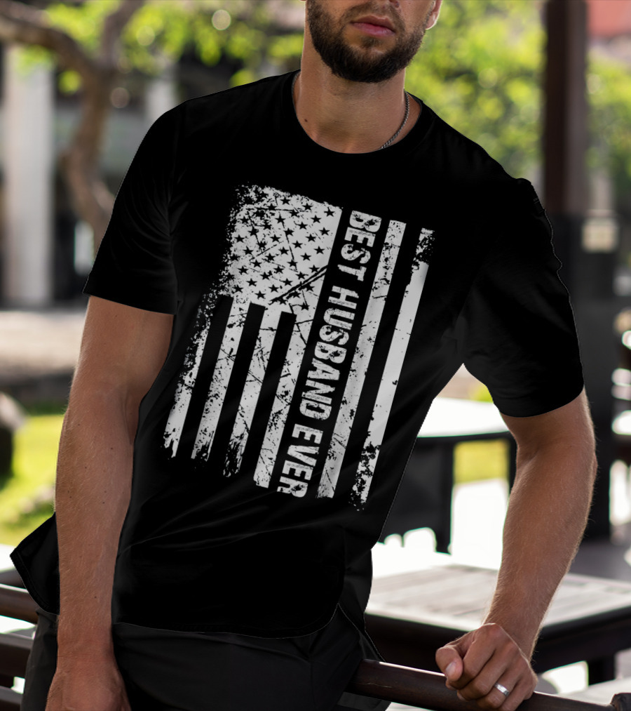 Best Husband Ever Distressed American Flag T-Shirt