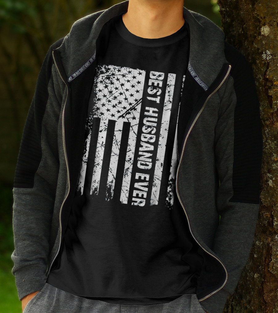 Best Husband Ever Distressed American Flag T-Shirt