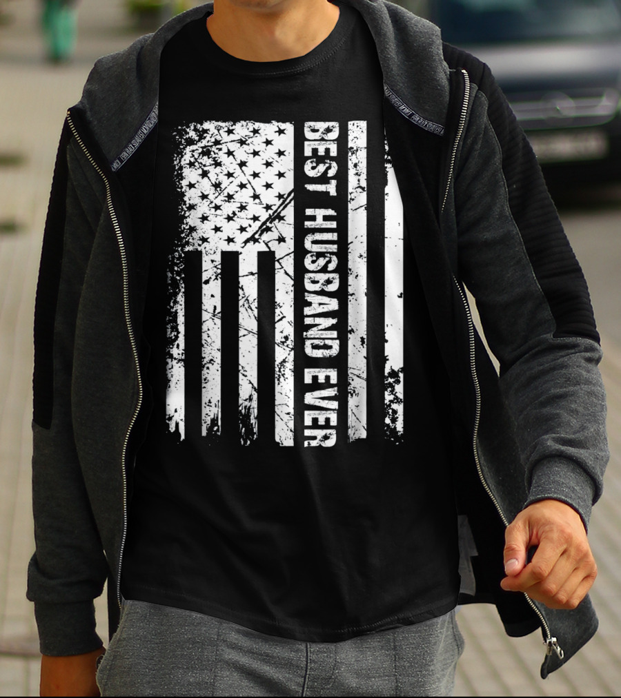 Best Husband Ever Distressed American Flag T-Shirt