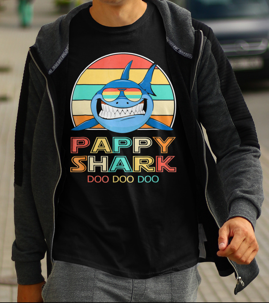 Pappy Shark Doo Doo Doo Retro Vintage T-Shirt