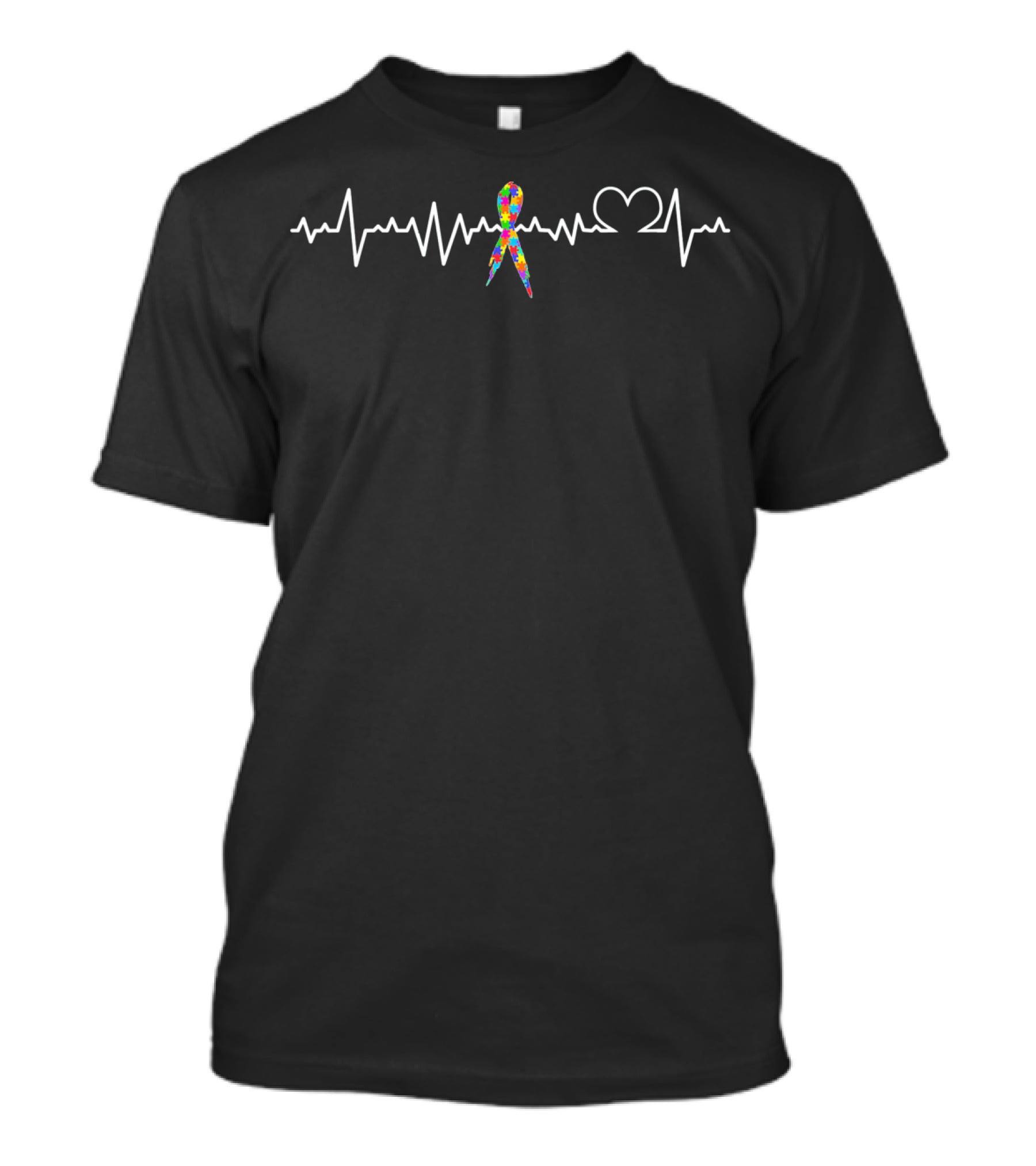 Heartbeat Autism Awareness Support Puzzle T-Shirt