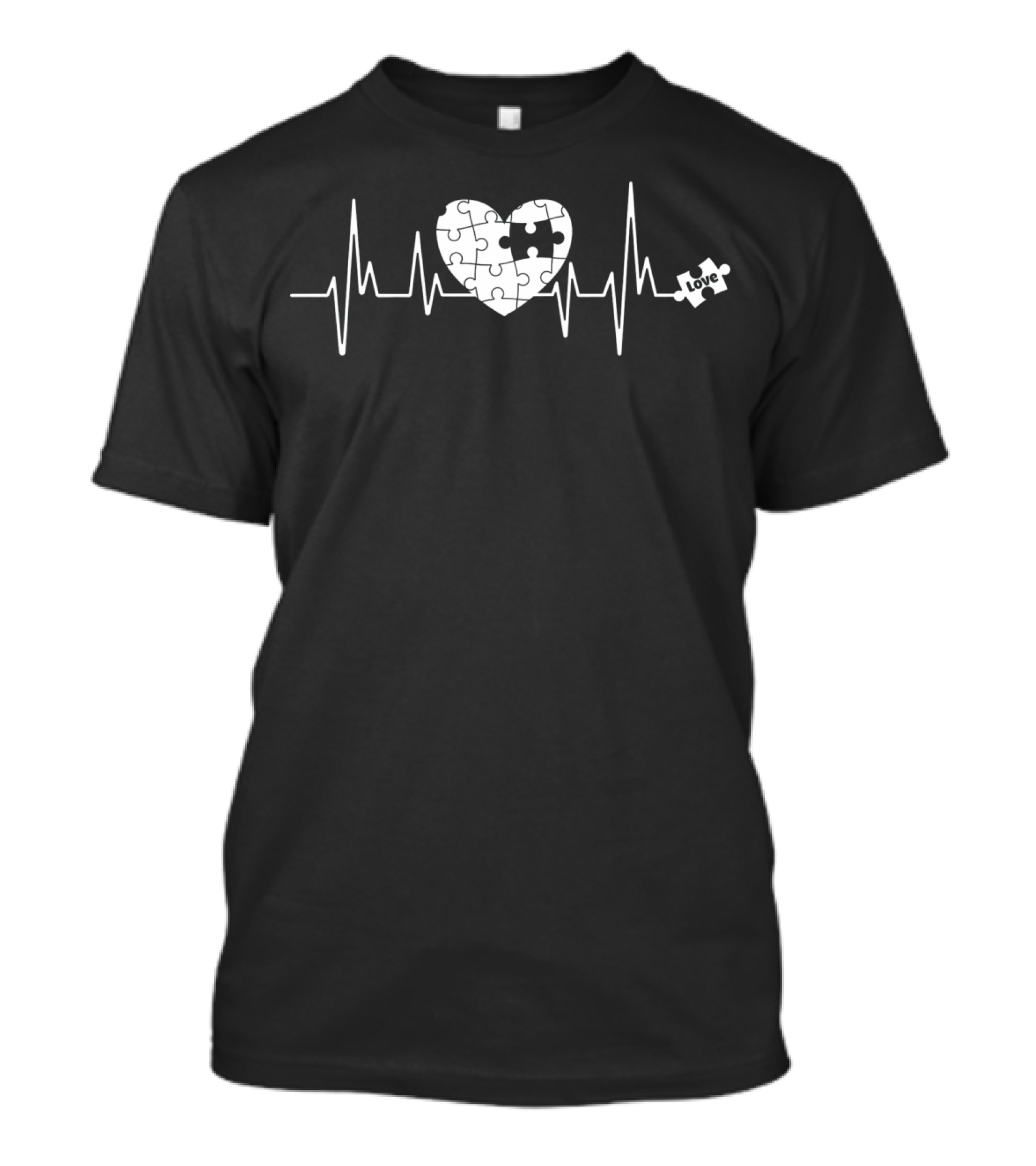 Love Heart Puzzle Autism Awareness Heartbeat T-Shirt