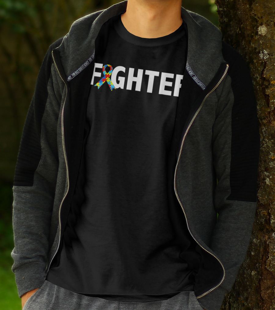 Autism Awareness Fighter Puzzle Ribbon Support T-Shirt