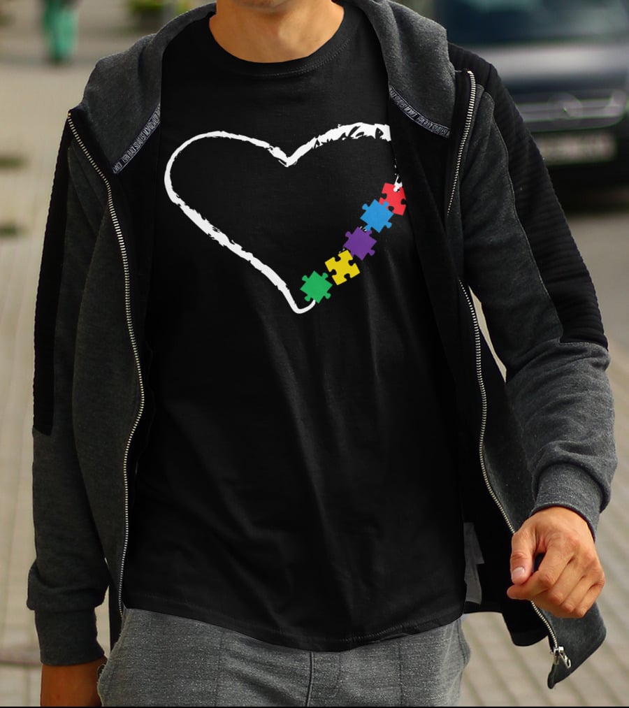 Autism Awareness Heart With Puzzle Pieces T-Shirt