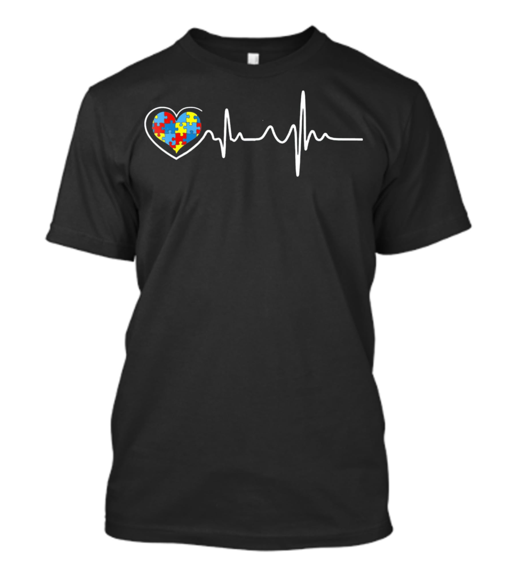 Autism Awareness Heartbeat Puzzle Piece Heart T-Shirt