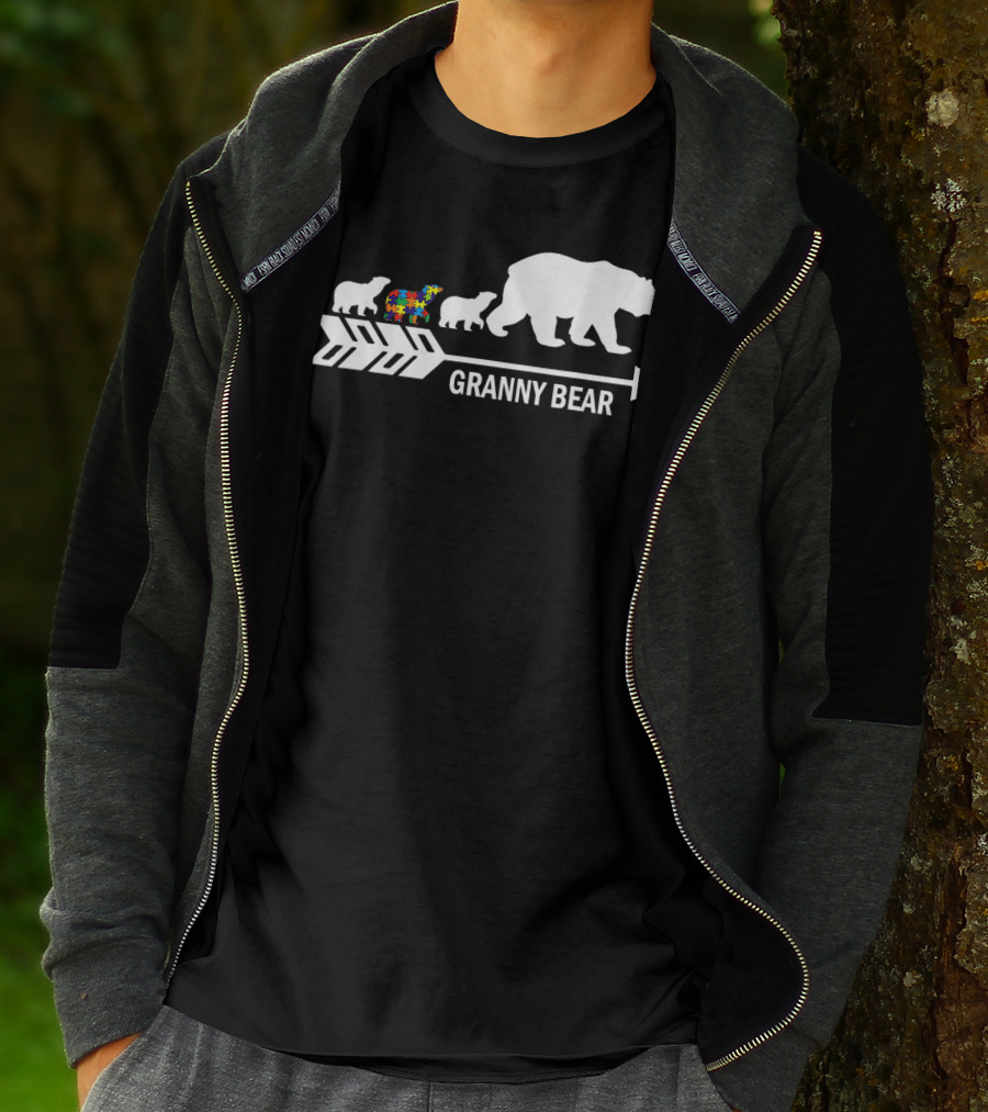 Granny Bear Autism Awareness Bear Family Arrow T-Shirt