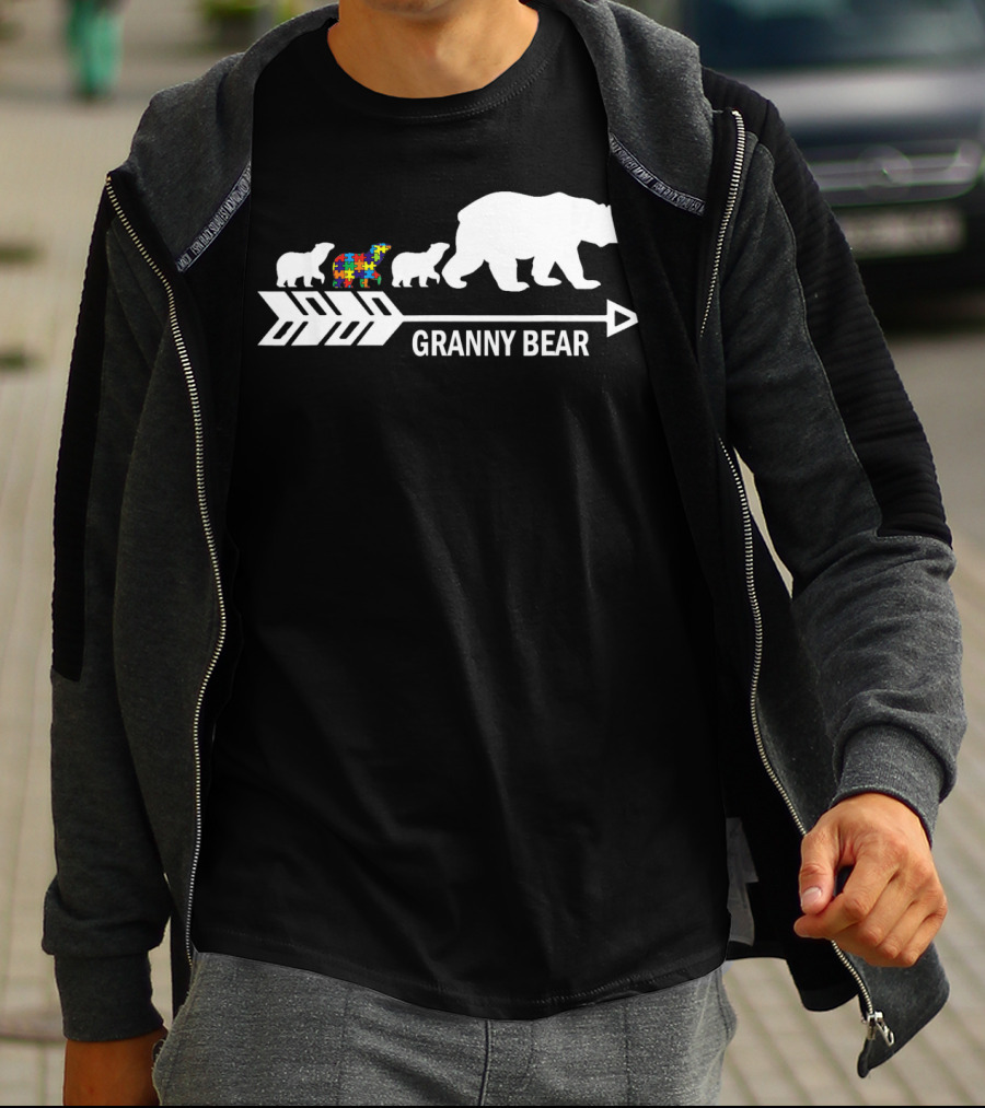 Granny Bear Autism Awareness Bear Family Arrow T-Shirt