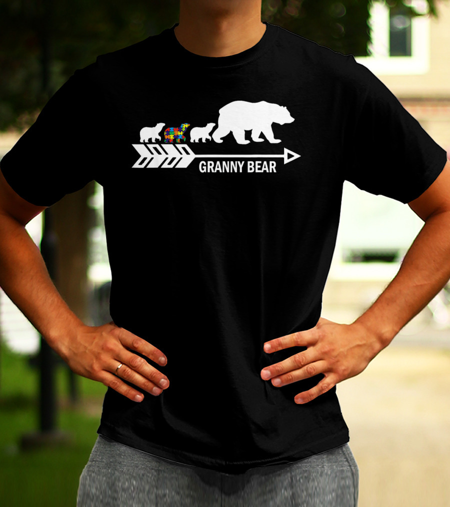 Granny Bear Autism Awareness Bear Family Arrow T-Shirt
