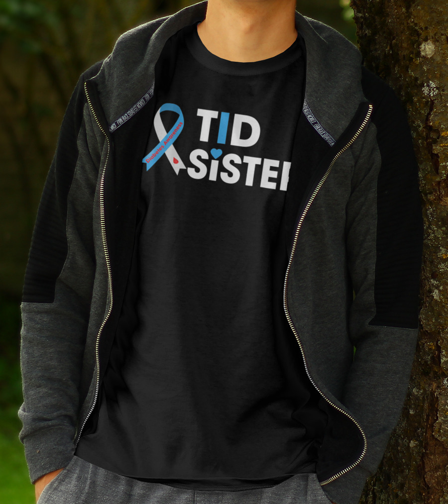 T1D Sister Diabetes Awareness Ribbon Heart T-Shirt