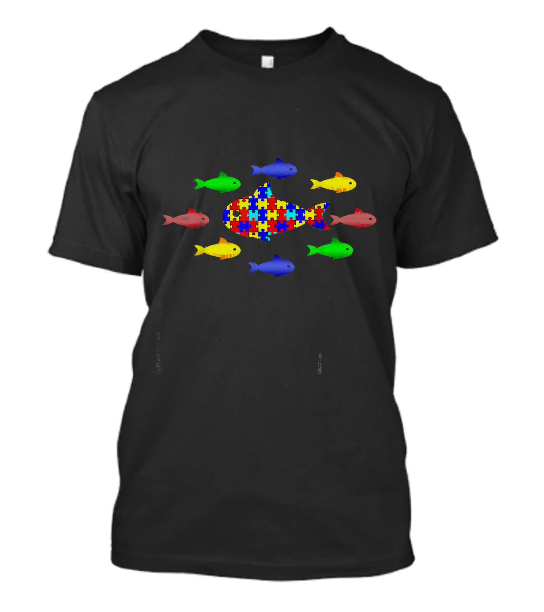 Autism Awareness It's Okay To Be Different Puzzle Piece Fish T-Shirt