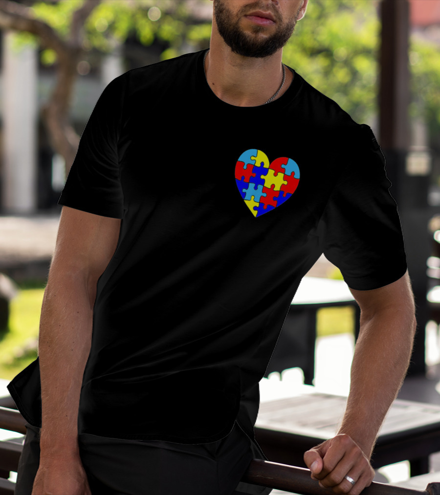 Autism Awareness Heart Love Parent Puzzle T-Shirt