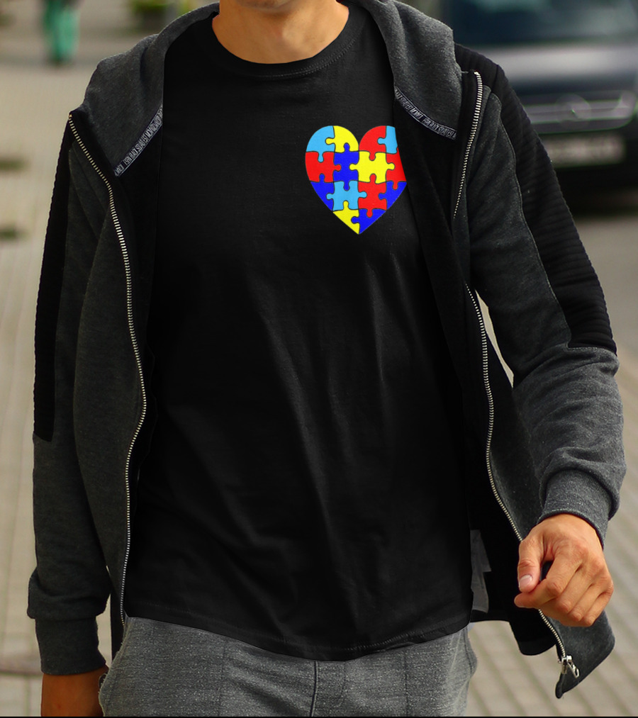 Autism Awareness Heart Love Parent Puzzle T-Shirt