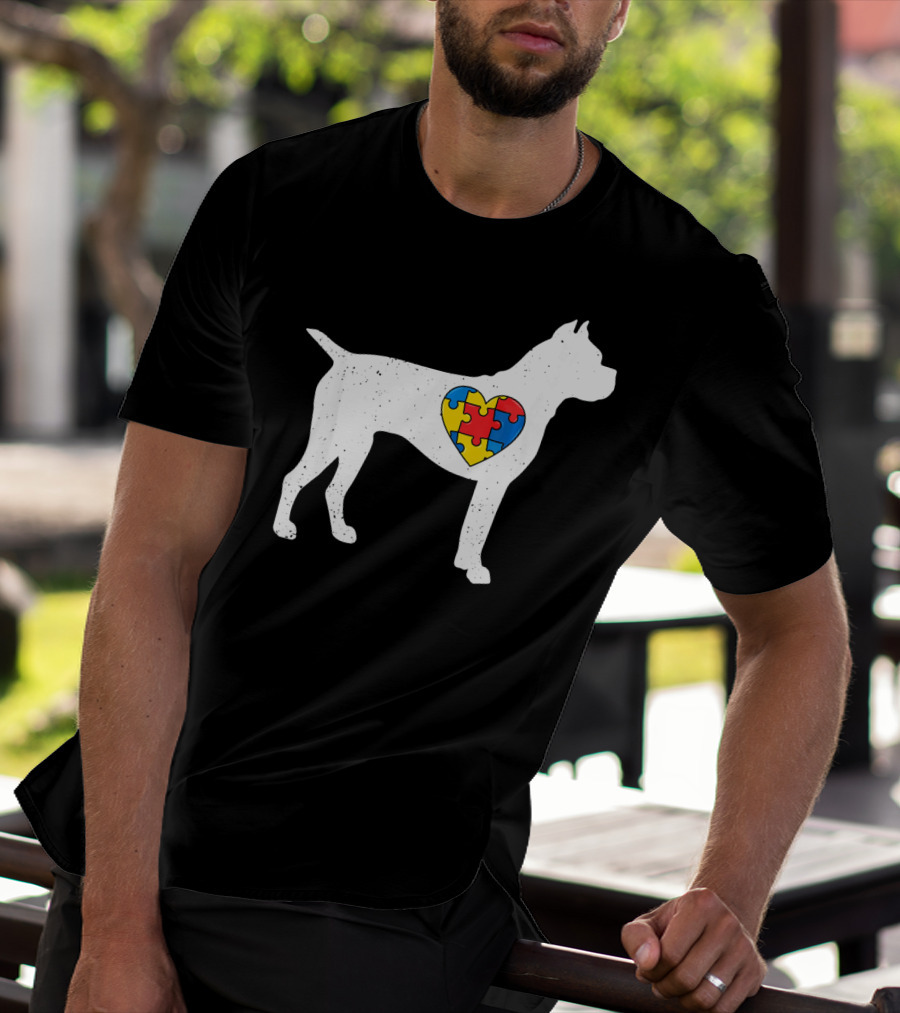 Boxer Heart Autism Awareness Puzzle Day T-Shirt