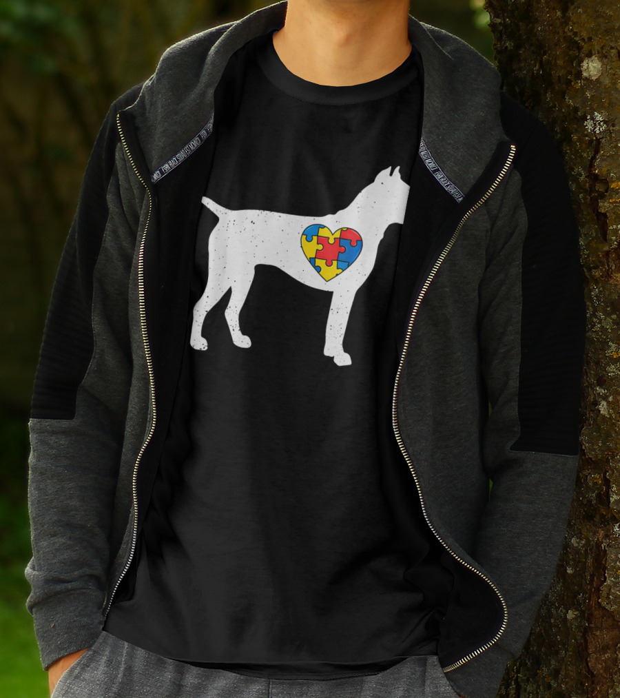 Boxer Heart Autism Awareness Puzzle Day T-Shirt