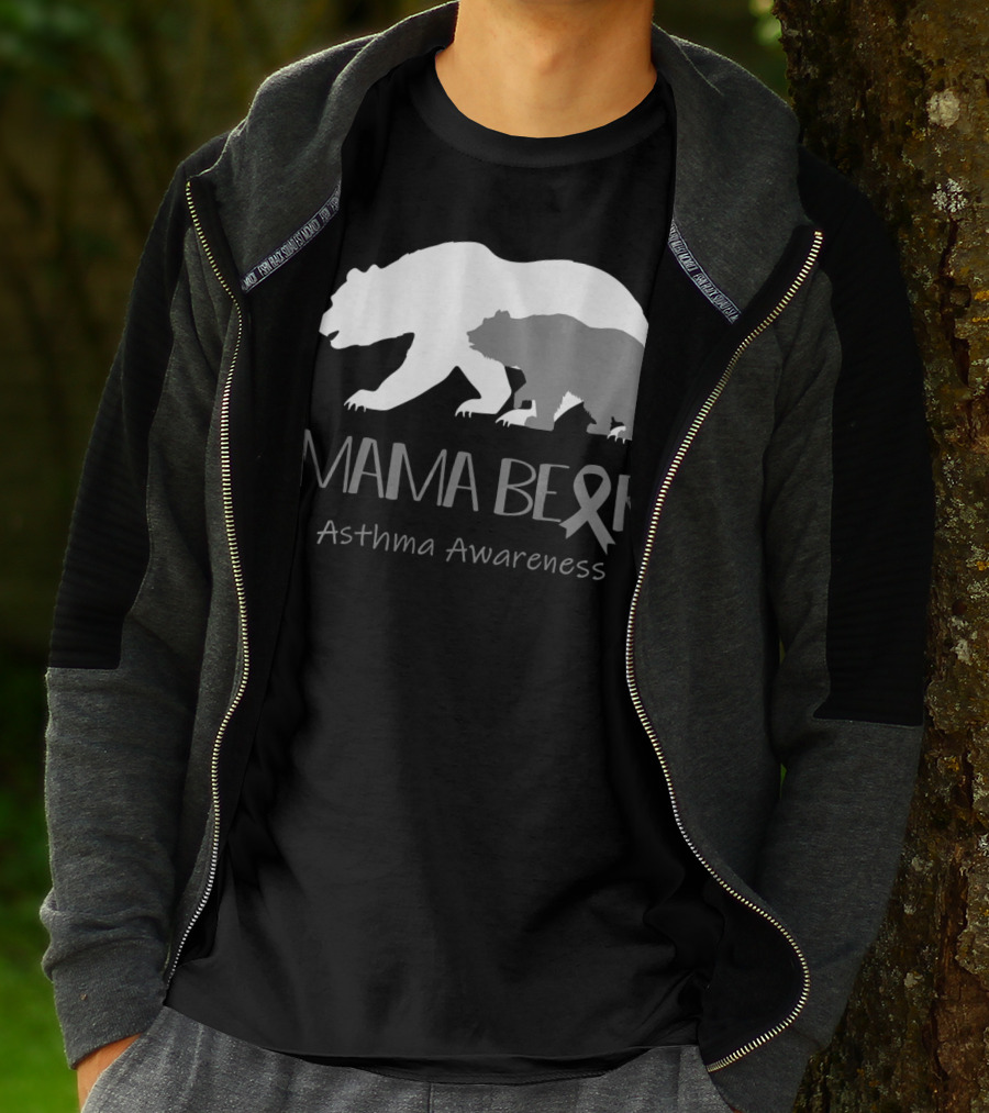 Mama Bear Asthma Awareness Ribbon T-Shirt