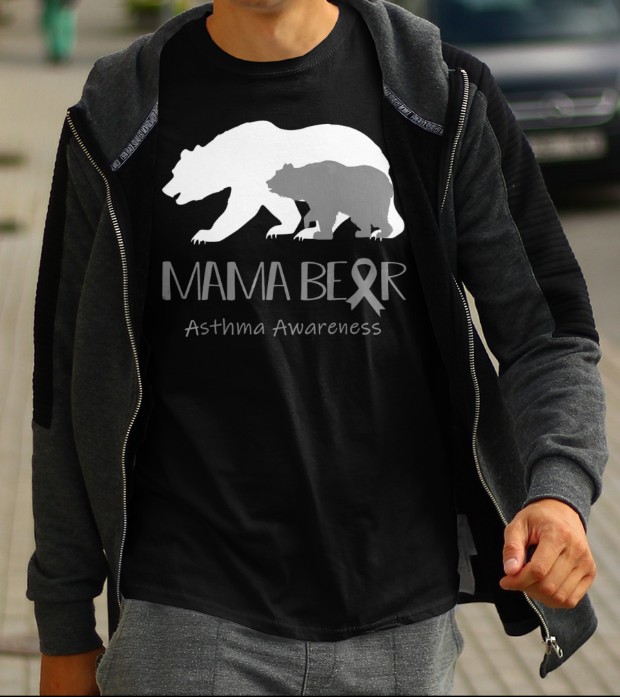Mama Bear Asthma Awareness Ribbon T-Shirt