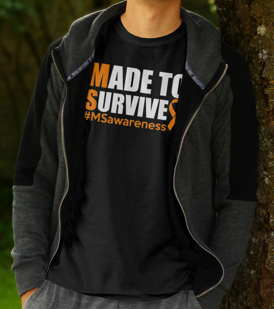 Made To Survive MS Awareness Ribbon Hashtag T-Shirt