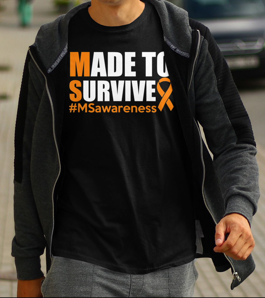 Made To Survive MS Awareness Ribbon Hashtag T-Shirt