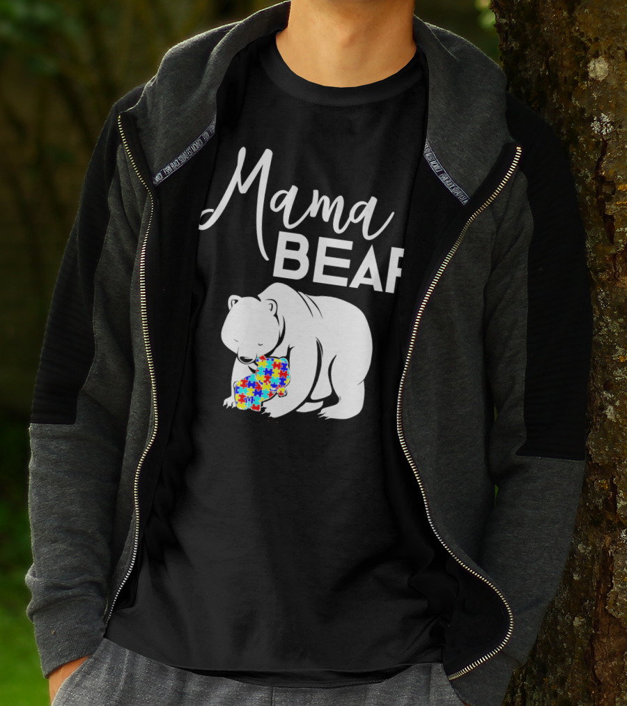 Mama Bear Autism Puzzle Heart T-Shirt