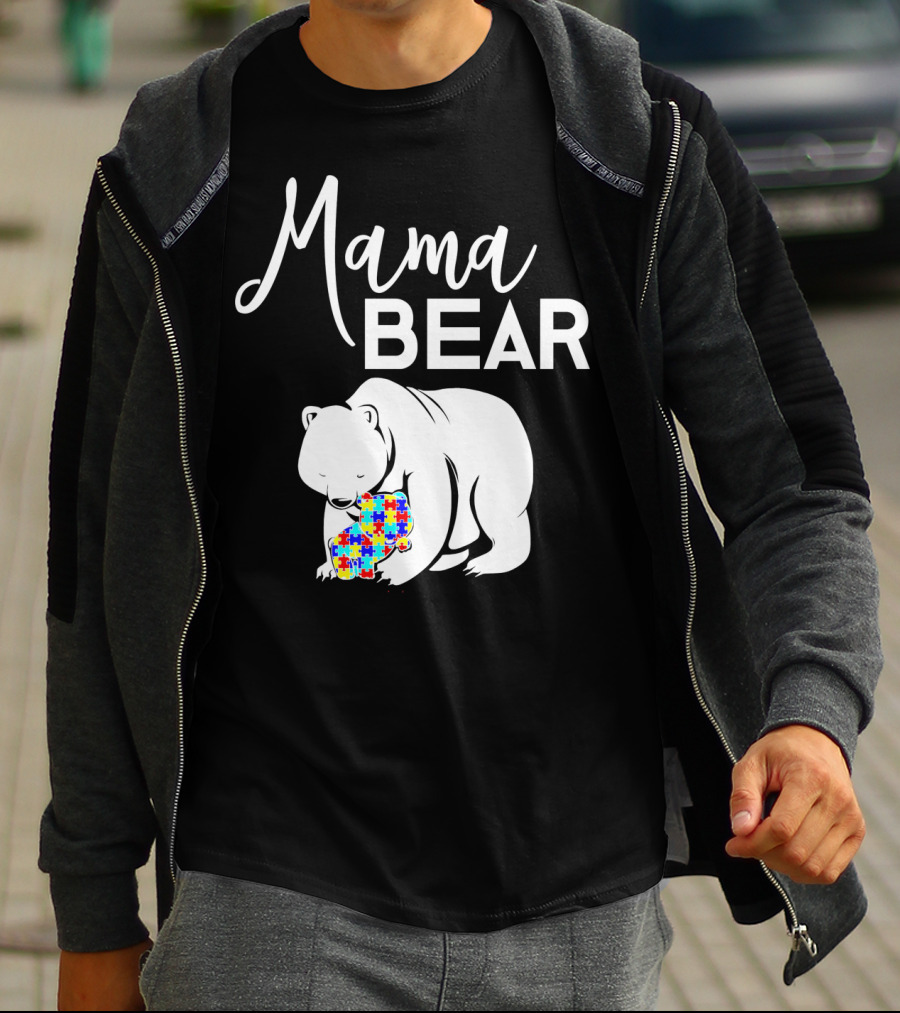 Mama Bear Autism Puzzle Heart T-Shirt